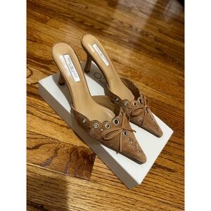 Tony Bianco Tan Suede Heeled Mules